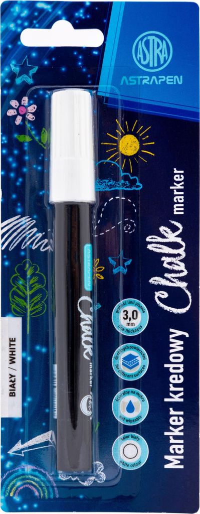 Kreidemarker weiß, 3 mm Strichstärke, nass abwischbar, für dünne & dicke Linien auf Glas & Whiteboards