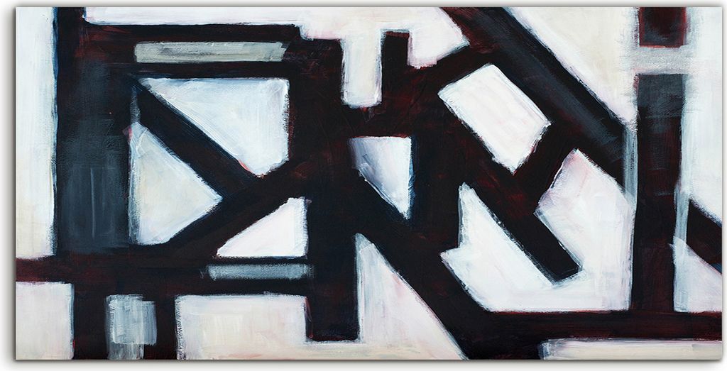 Coloray Acrylbild 120x60 Wandbild Acrylbilder abstrakte Malerei schwarz auf weiß