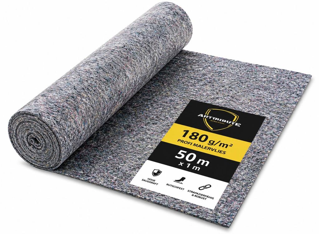 Malervlies 180g 1x50m Abdeckvlies 50m² mit PE-Folie Produktbild 