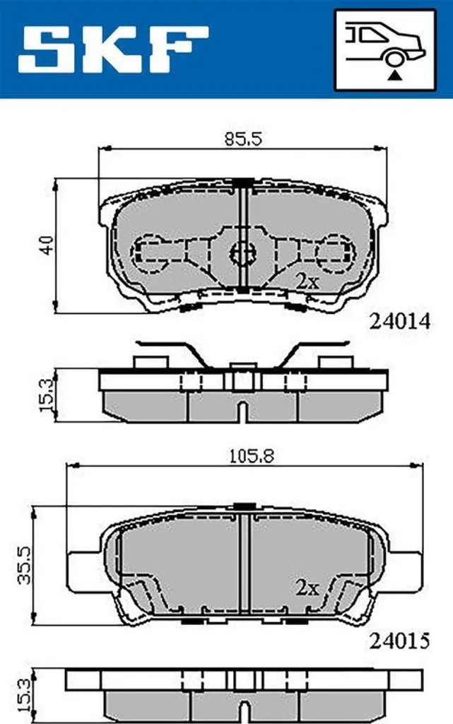 SKF VKBP 90416 A Jeu de Plaquettes de Frein à Disque OE 05191271AA