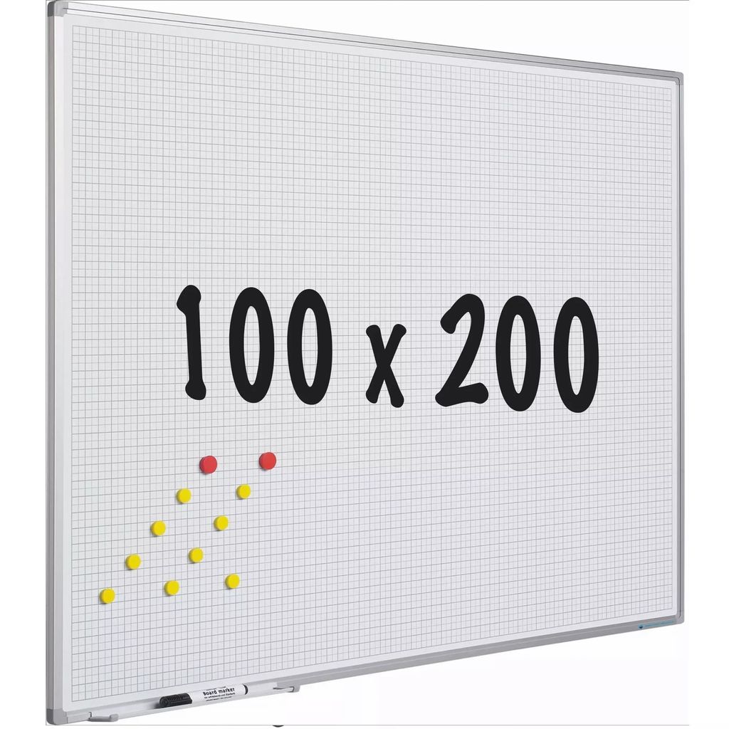 Whiteboard Deluxe Cordell - Diamanten - Emaillierter Stahl - Wochenplaner - Monatsplaner - Jahresplaner - Magnetisch - Weiß - 100x200cm