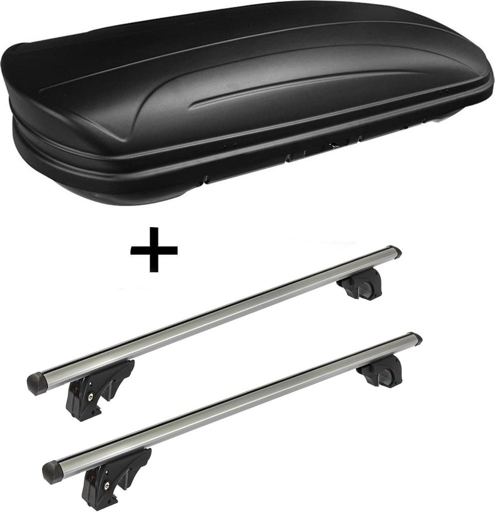 Dachbox VDPMAA320 320Ltr abschließbar schwarz matt + Dachträger/Relingträger VDP LION2 kompatibel mit für Nissan X-Trail (T32) (5 Türer) ab 13
