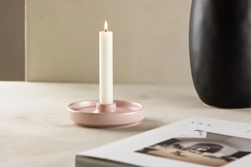 Bougeoir Décoratif Bette Rose Clair - Chandelier de Table Chic et Moderne