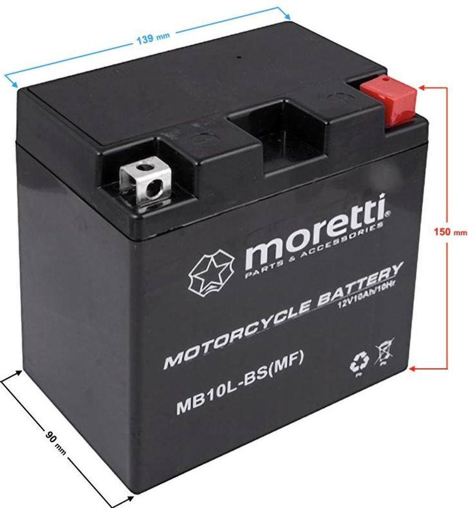 Moretti AGM (Gel) MB10L-BS Batterie