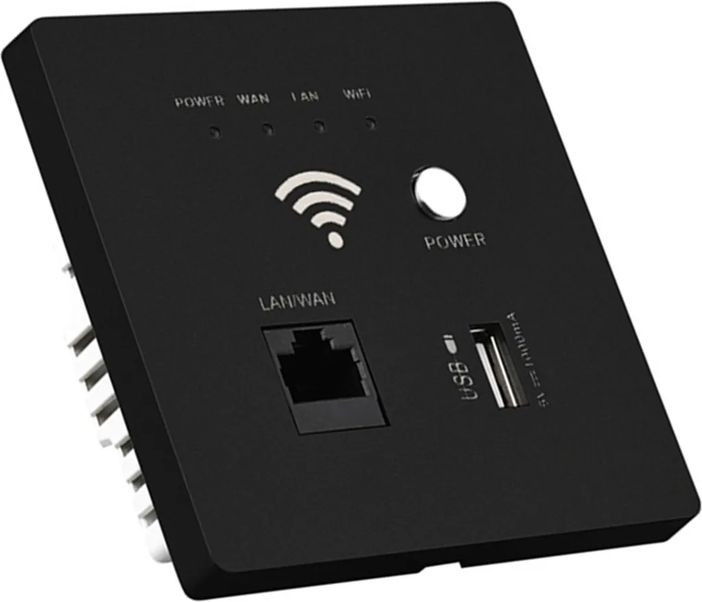 Point d'Accès WiFi Encastrable 300 Mbps avec Prise de Charge USB Blanc