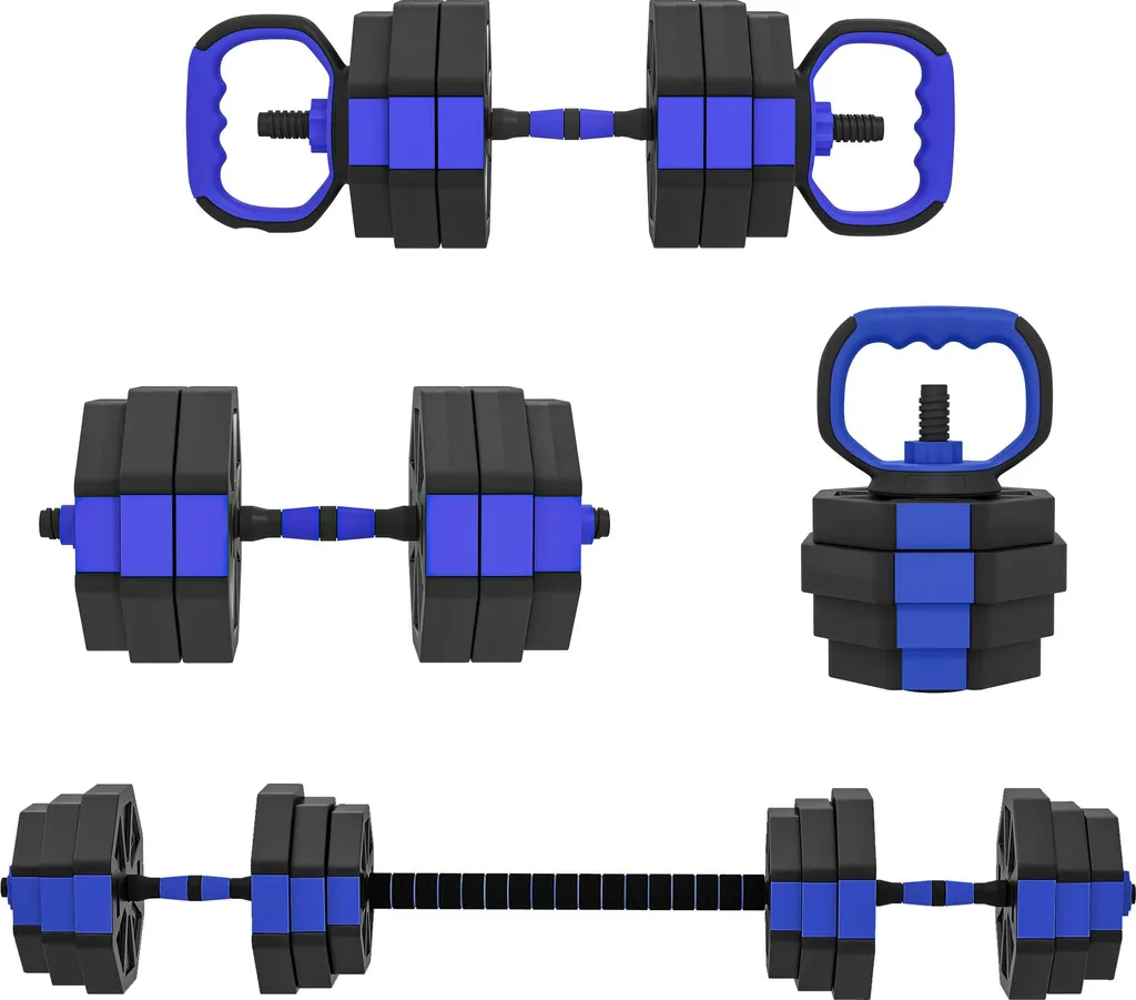 Haltères musculation antidérapantes 25 kg avec option barre de tirage