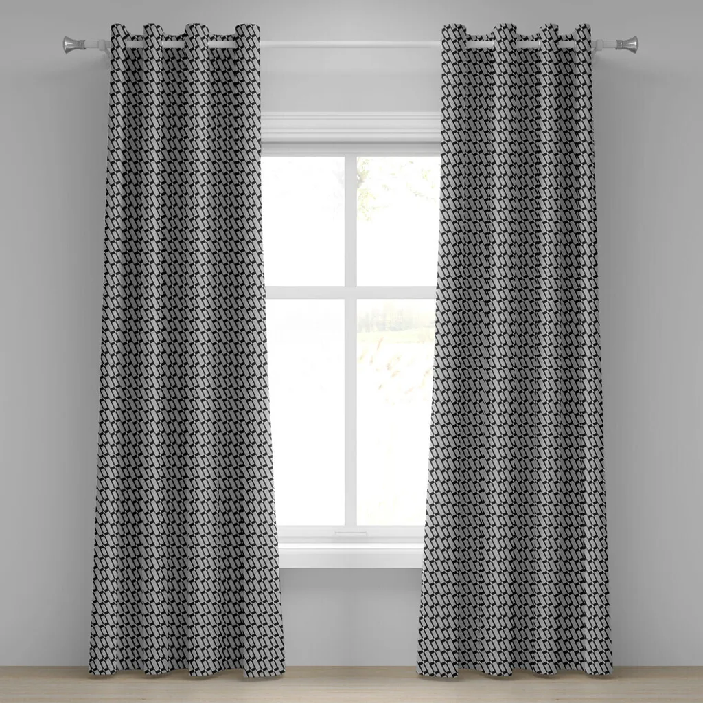 Rideau design géométrique diagonal noir et gris avec œillets robustes