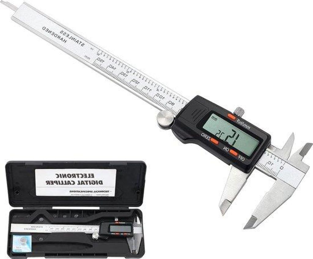 150mm Edelstahl Digital-Lineal mit LCD-Anzeige und Längenbreitenmessung