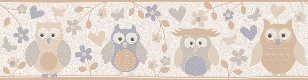 Rasch Vliesborte 459210 Kids & Teens eulen beige 5 x 0,1667 m