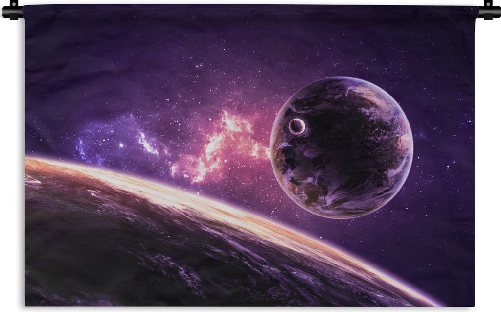 MuchoWow Wandteppich Wandbehang Planeten - Weltraum - Sterne 60x40 cm Tapisserie Dekoration Wandtuch - Wanddekorationen