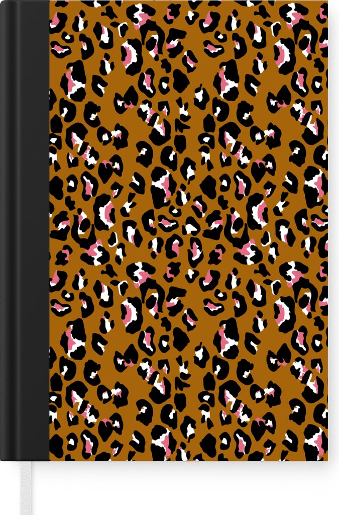 MuchoWow Notizbuch Tagebuch Haushaltsbuch Notebook A5 Panther - Design - Rosa - Braun - Muster - Notizblock - Notizheft - Notebook - Schreibblock...