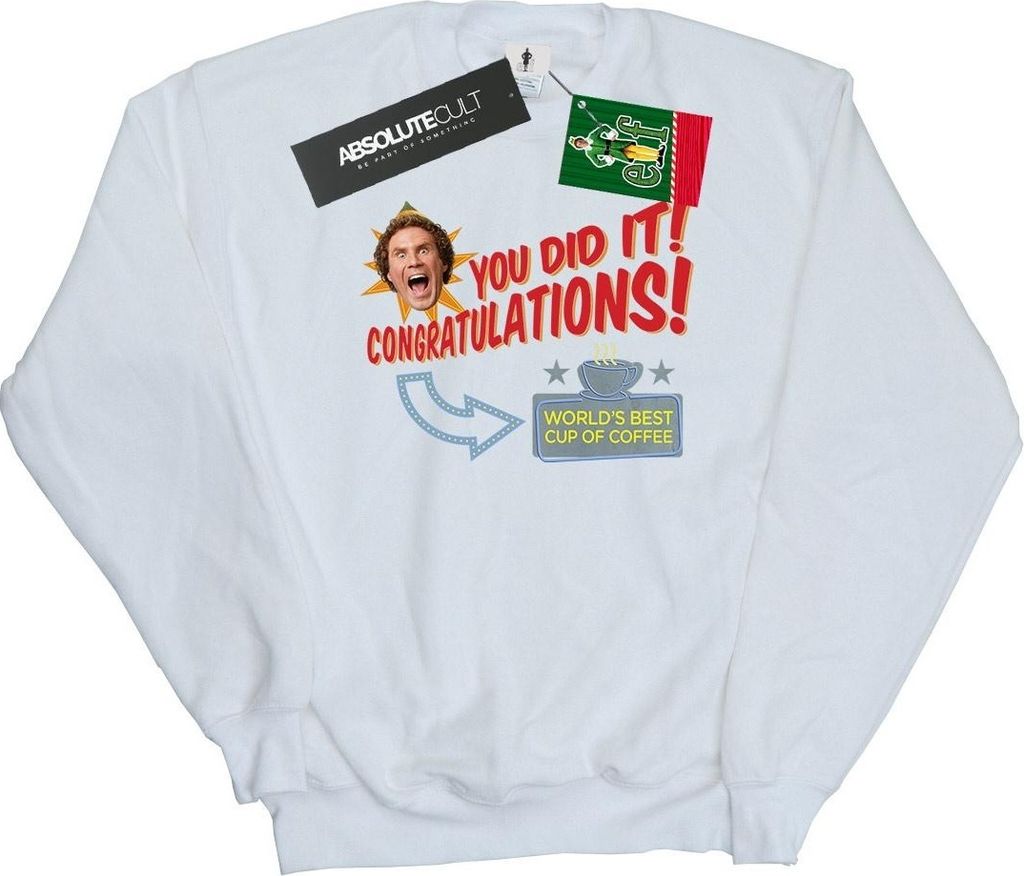 Elf - "World's Best Coffee" Sweatshirt für Damen BI5670 (XXL) (Weiß)