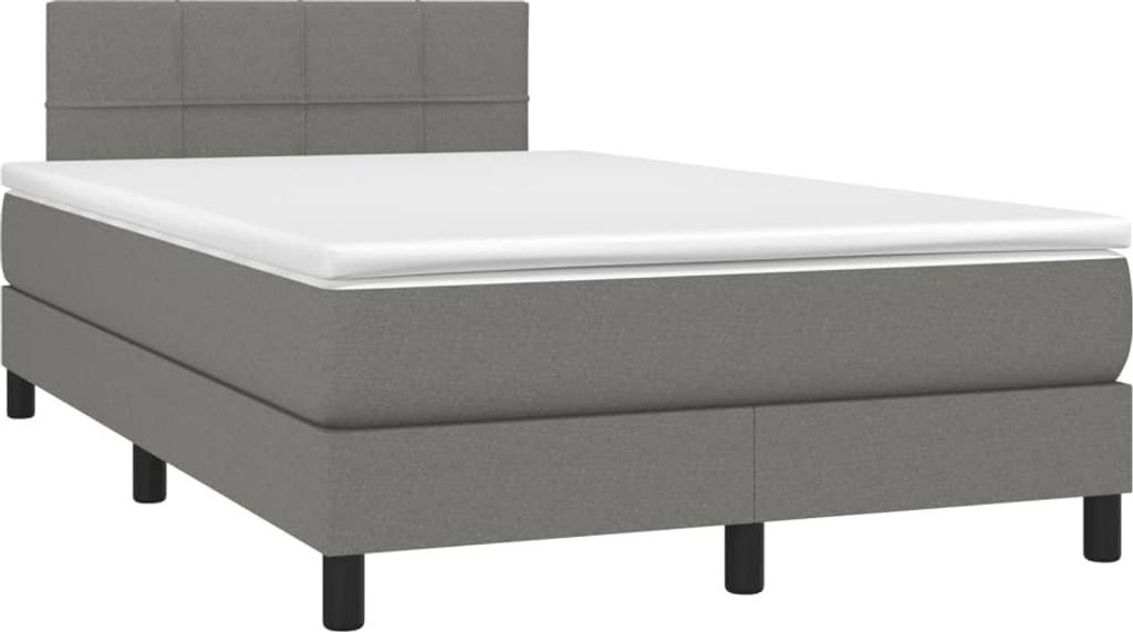 vidaXL Boxspringbett mit Matratze Dunkelgrau 120x190 cm Stoff