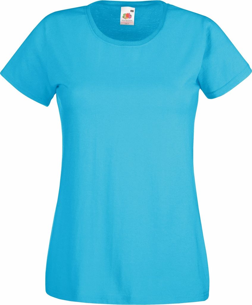 Fruit Of The Loom Lady-Fit Damen T-Shirt BC1354 (XL) (Azurblau)