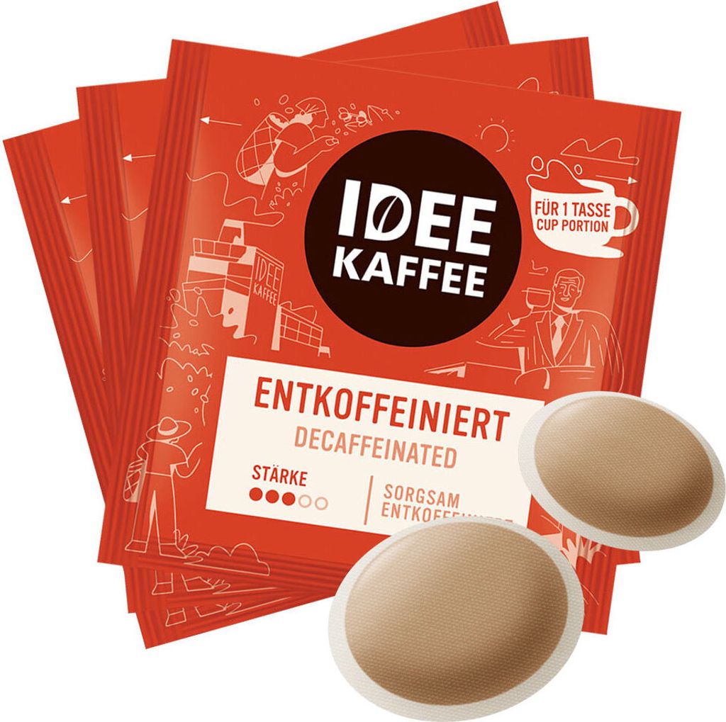 Idee Kaffee ENTKOFFEINIERT Kaffeepads einzeln verpackt, 50 Stück