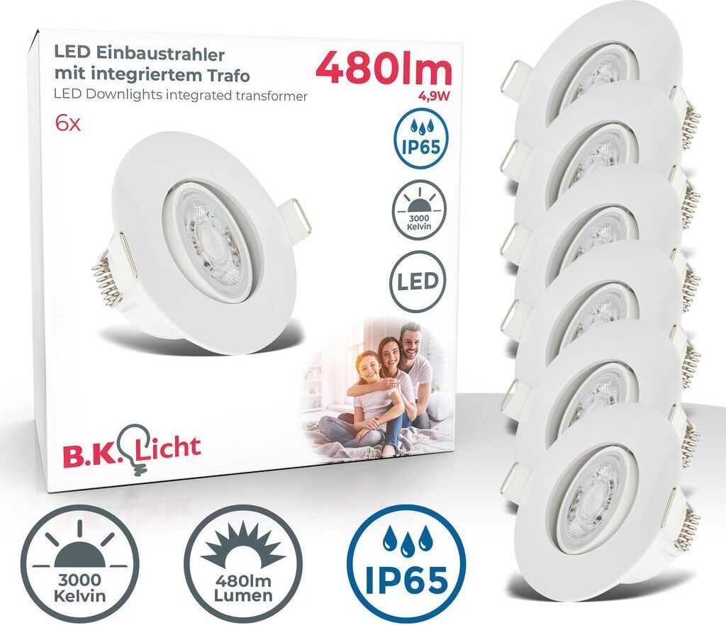 B.K.Licht - Set di 6 faretti LED da incasso 230V, faretti Immagine del prodotto 