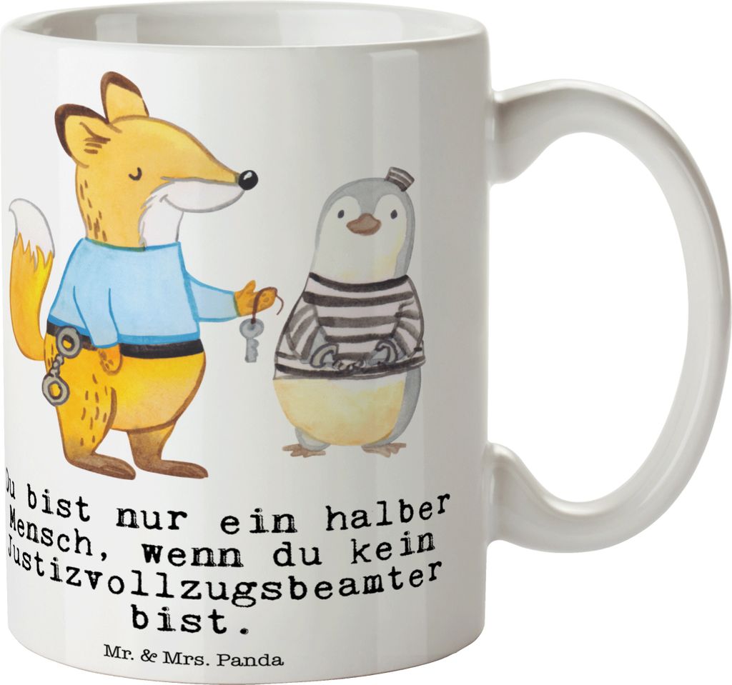 Mr. & Mrs. Panda Kaffeebecher Justizvollzugsbeamter Herz - Weiß - Geschenk, Tasse, Gefängnis, Kaffeetasse, Trinkbecher, Gefängniswärter, Spruch...