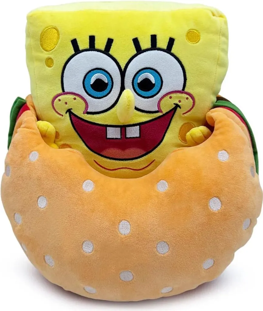 Peluche Bob l'éponge avec Pâté de crabe 22 cm - Jouet souple et doux