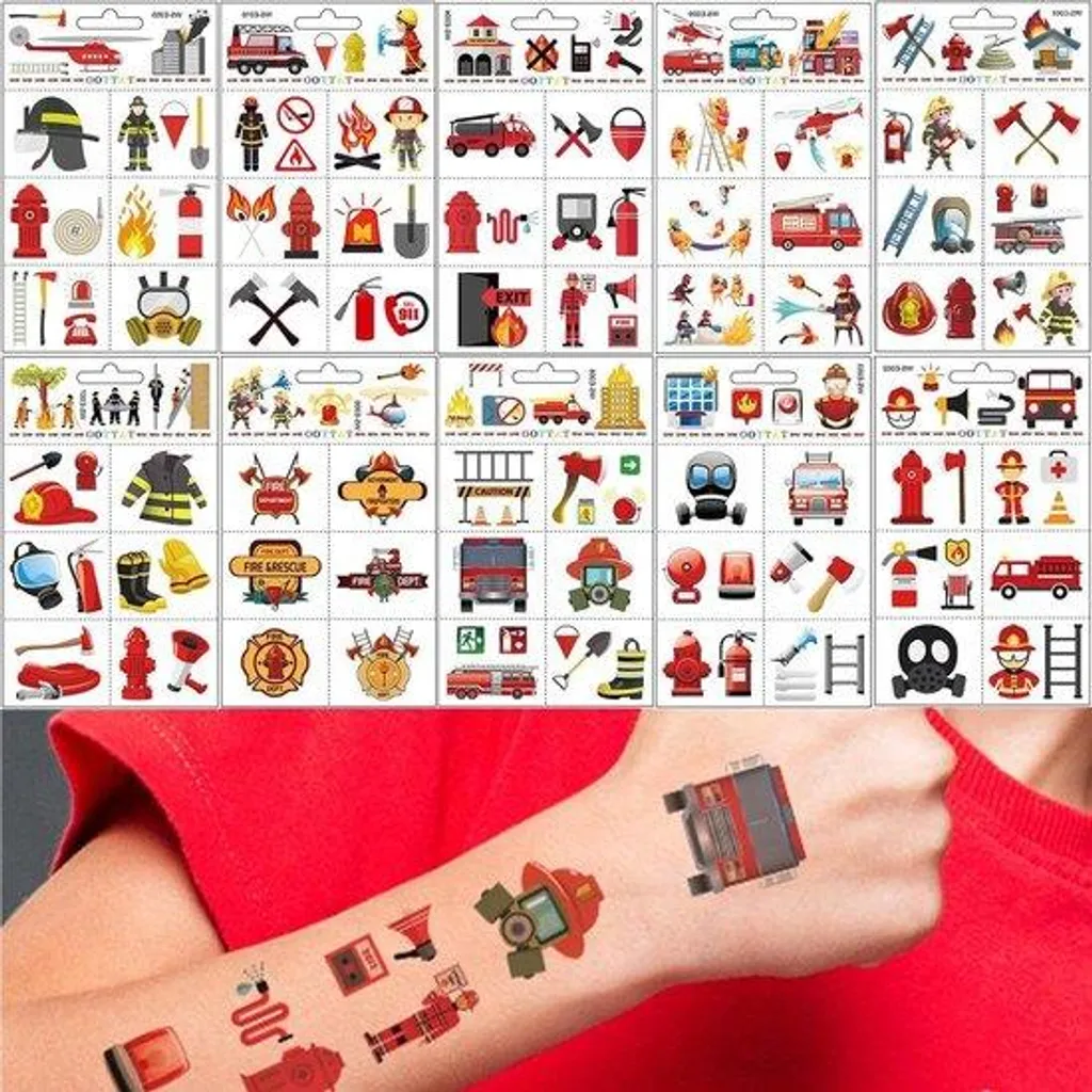 Stickers Pompiers Lot de 10 : Autocollants Durables sans Traces de Colle