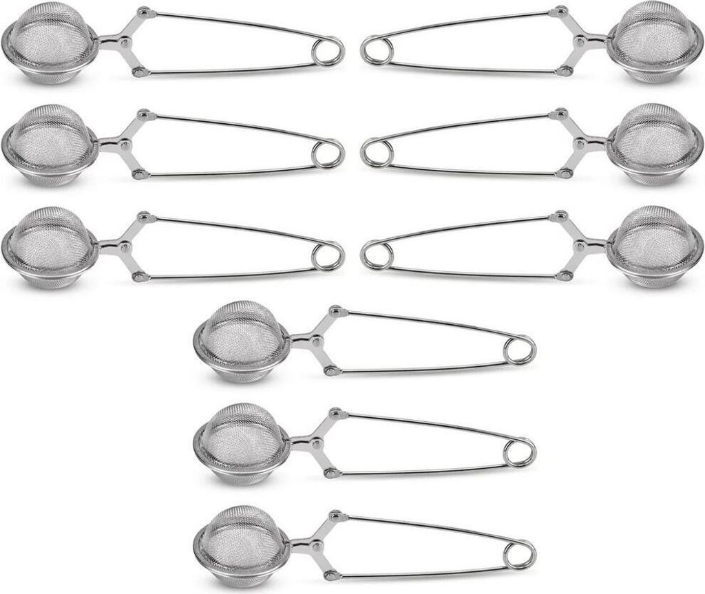 9 Stück Edelstahl Teezange, hochwertige Teeklammer für lose Blätter, Tee Ei in Kugelform, 9er Pack Teebeutel - stilvolles Teefilter , Teesieb la...
