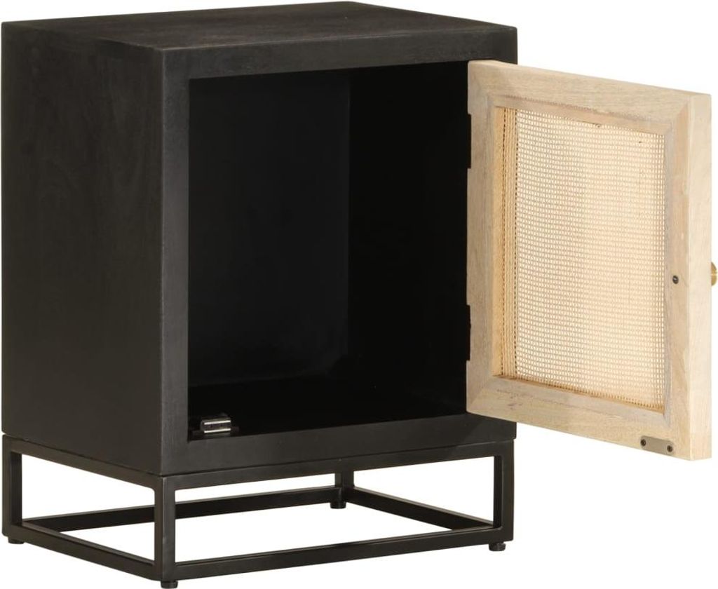 vidaXL Nachttisch Schwarz 40x30x50 cm Massivholz Mango und Eisen