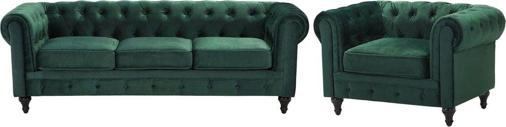 BELIANI Sofa Set Dunkelgrün Samtstoff Sizgruppe Produktbild 