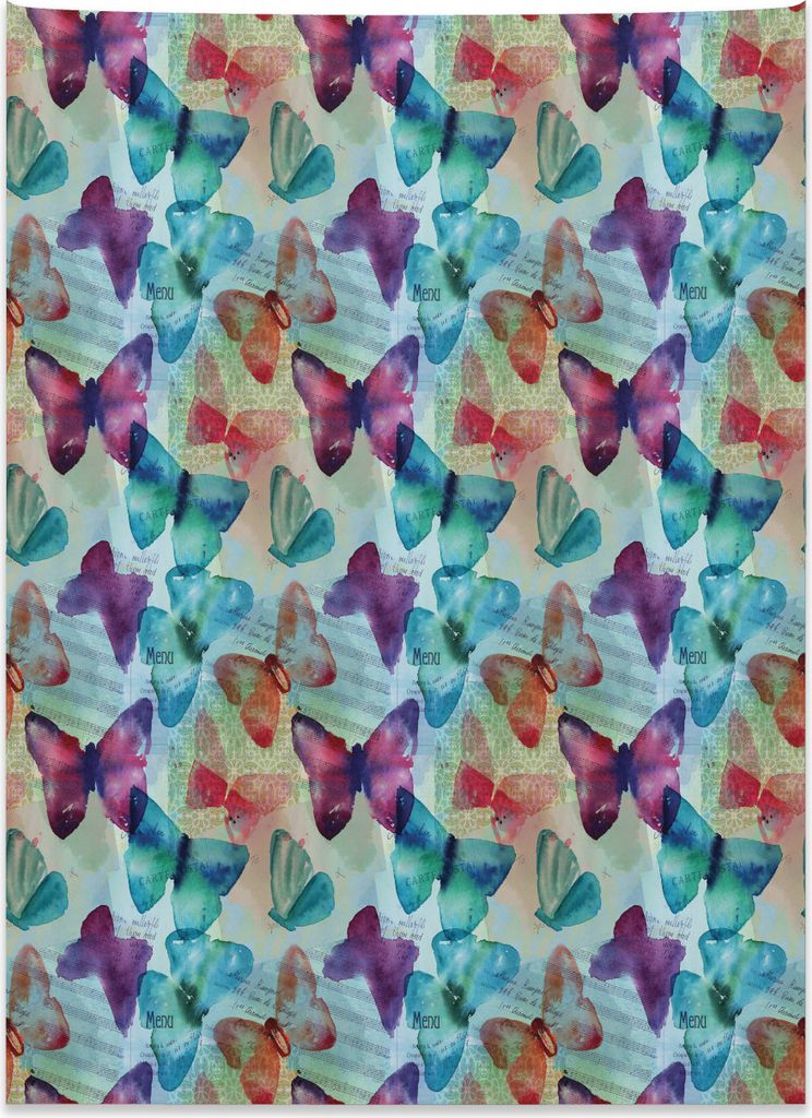 Abakuhaus Bunt Wandteppich, Schmetterlinge Buchstaben aus Weiches Mikrofaser Stoff Kein Verblassen Klare Farben Waschbar, 110 x 150 cm, Mehrfarbig