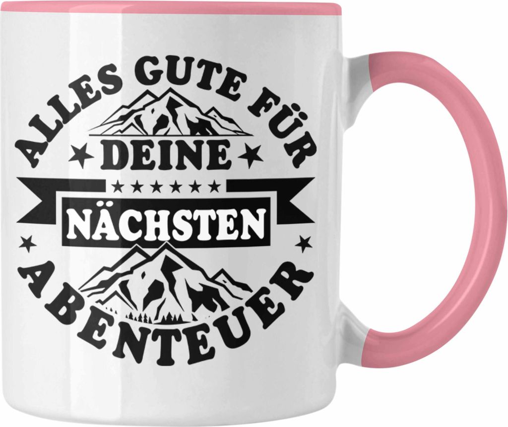 Trendation - Abschied Tasse Geschenk Abschied Jobwechsel Abschiedsgeschenk Kollegin Kolege Neuer Job Alles Gute Für Deine Nächsten Abenteuer (Rosa)