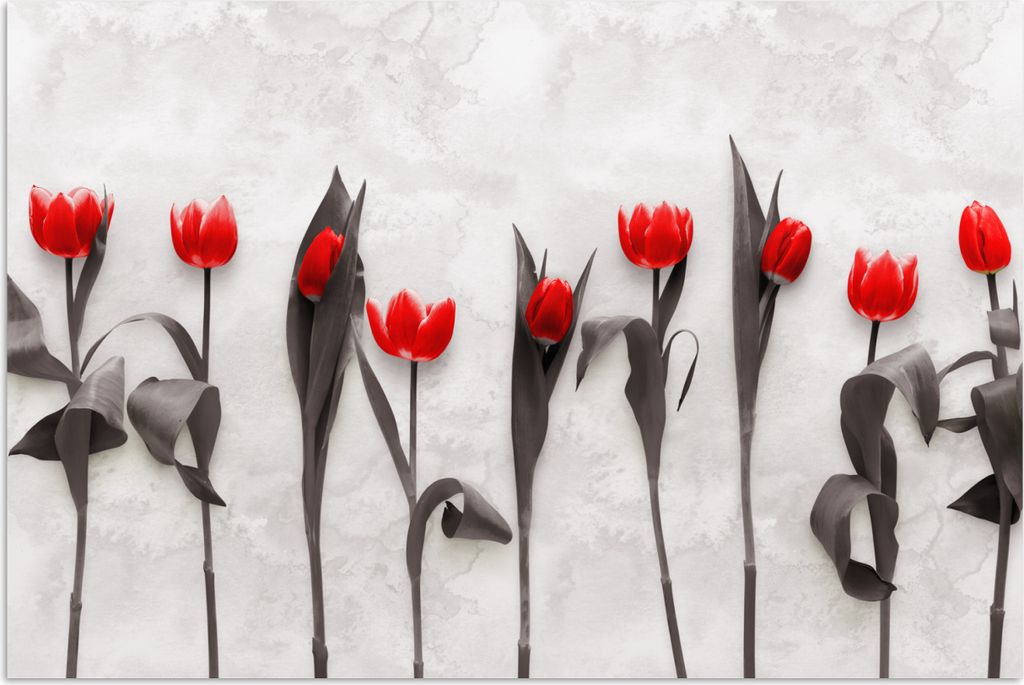 MuchoWow Poster Blumen - Tulpen - Marmor 120x80 cm - Bilder