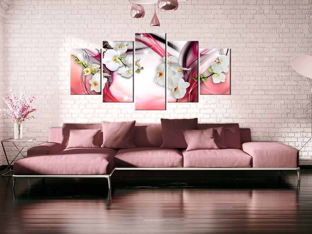 Akustikbild Orchidee Blumen 200x100 cm Bilder Akustikschaum Hochleistungsschallabsorber Schallschutz Leinwand 5 tlg Wandbild Raumakustik Schalldäm...