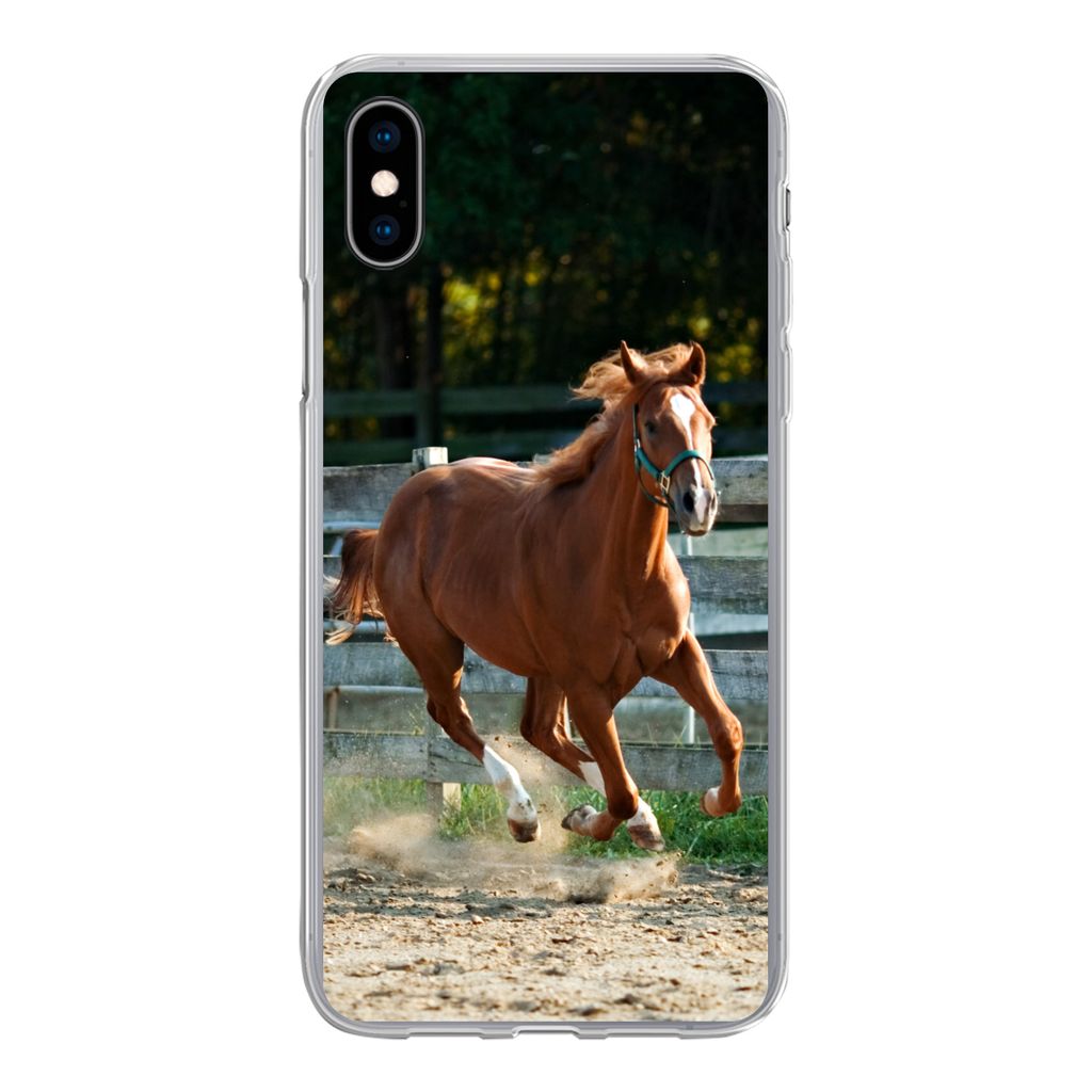 MuchoWow Handyhülle Schutzhülle Hülle für iPhone Xs Pferd - Licht - Sand Silikon Softcase Handy Hülle - Handytasche