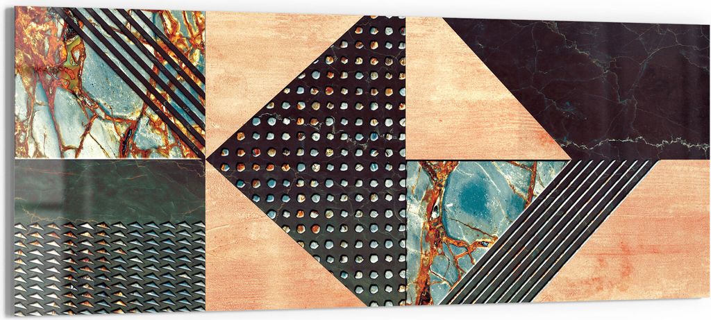 DEQORI Glasbild Acryl 125x50 cm 'Dekoratives Fliesendesign' Wandbild Bild modern Deko