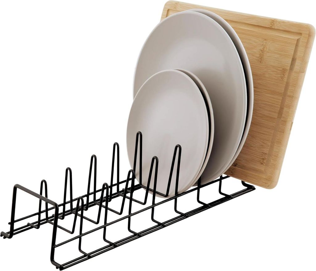 Multifunktionales Aufbewahrungsregal für Teller - platzsparend - 1 Stück - schwarz - Stahl