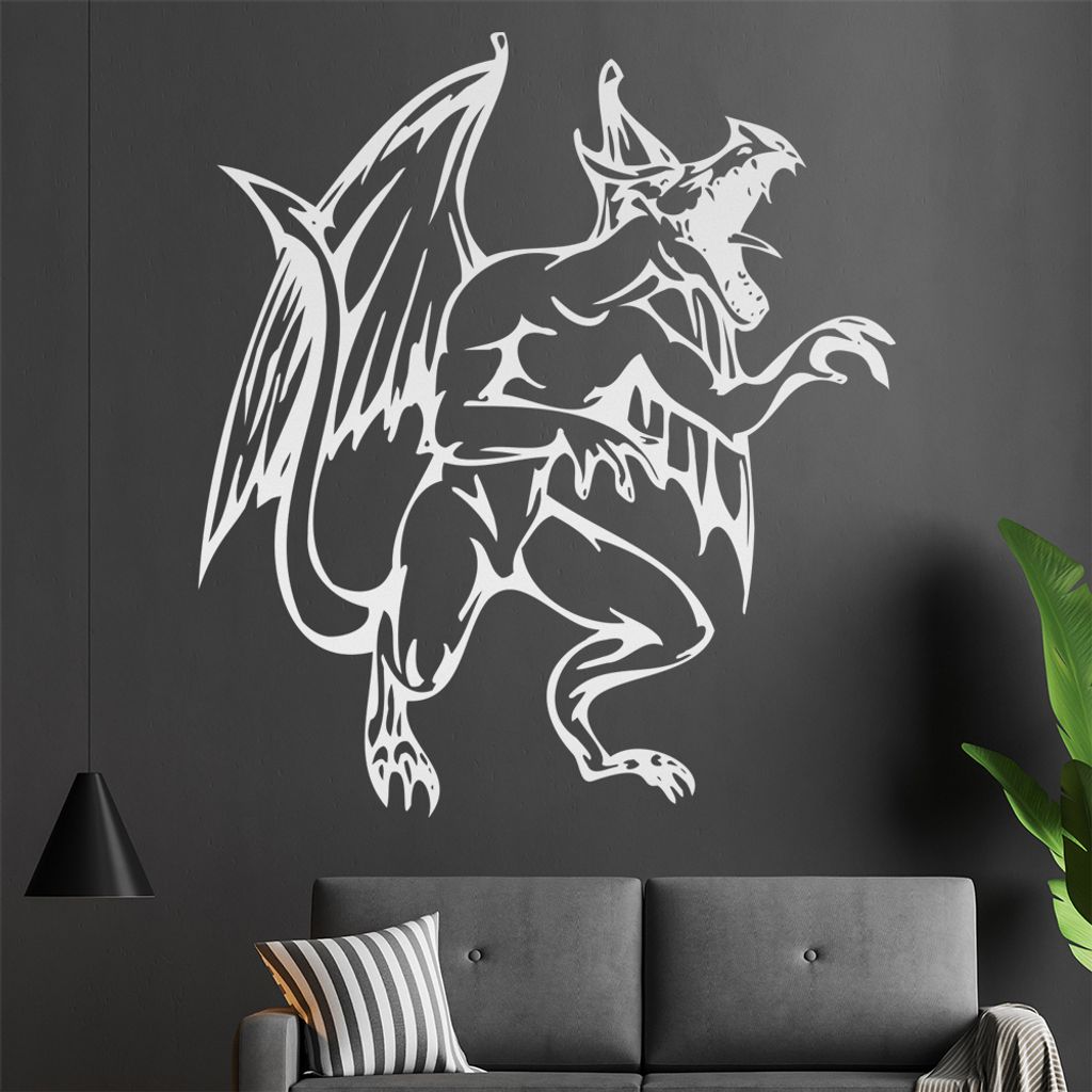Gargoyl Drache Wandtattoo in 6 Größen - Wandaufkleber Wall Sticker - Dekoration, Küche, Wohnzimmer, Schlafzimmer, Badezimmer