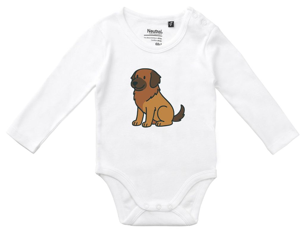 Huuraa Baby Body Leonberger Comic Leo 68 White Baumwolle Fairtrade Langarmbody Geschenkidee