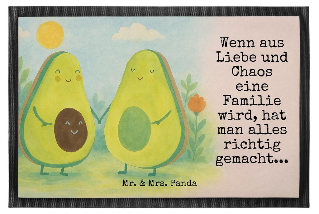 Mr. & Mrs. Panda fußmatte Avocado Pärchen Design 50 x 75 cm - Weiß - Geschenk, Hochzeit, Schmutzfangmatte, Bodenvorleger, Avocados, Geburt, Schm...