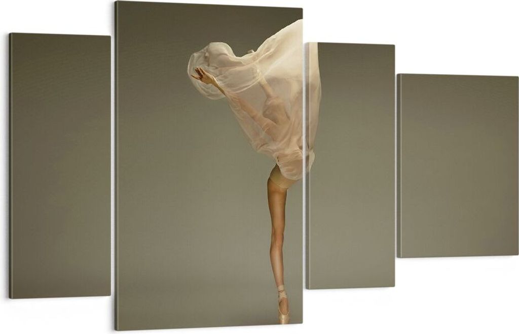 Bild auf Leinwand - Leinwandbild - 4 Teile - Ballerina Figur Tanzen - 120x70cm - Wand Bild - Wanddeko - Wandbilder - Leinwanddruck - Bilder - Wandd...