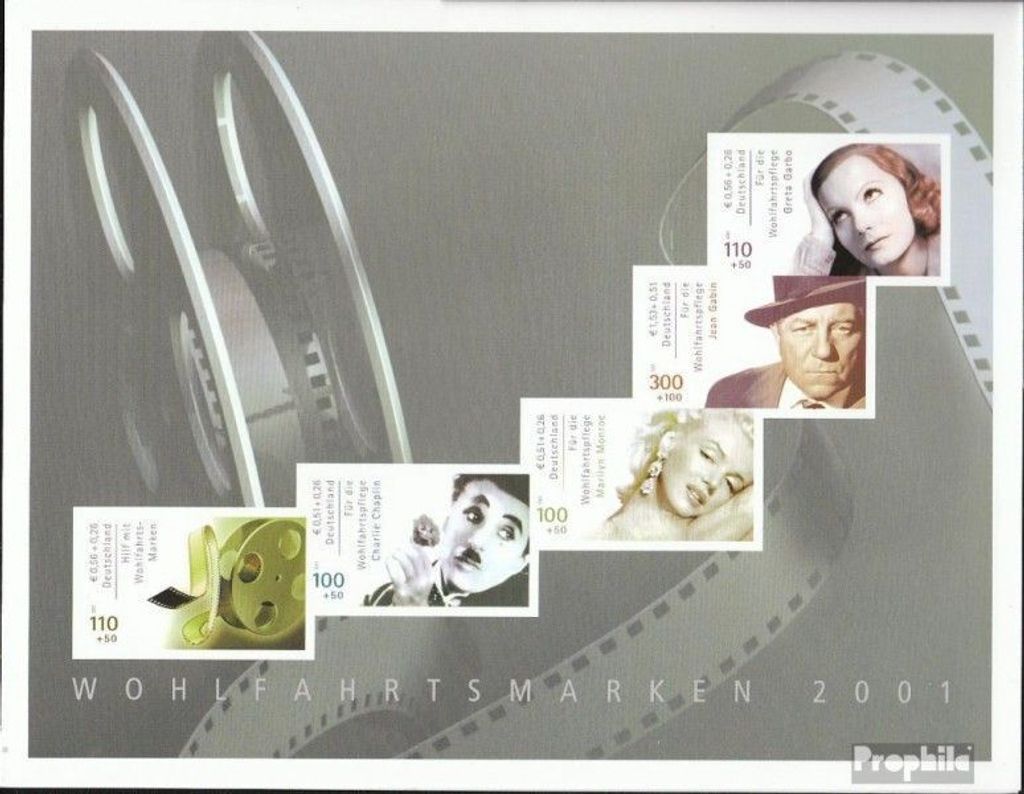 Briefmarken BRD (BR.Deutschland) 2001 Mi MH46 (kompl.Ausg.) postfrisch Internationale Schauspieler