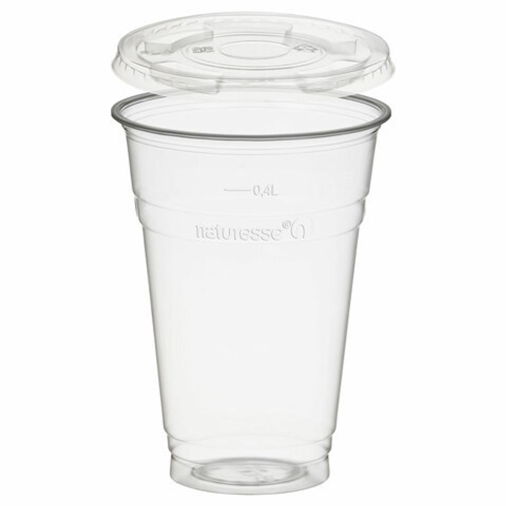 50x  Trinkbecher 400ml + Deckel flach ohne Loch aus Produktbild 