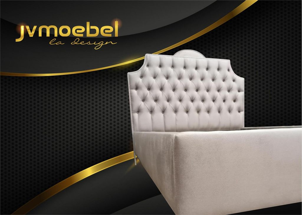 Chesterfield Betten Bett Polster Hotel Doppel Luxus Design Samt Stoff 140x200