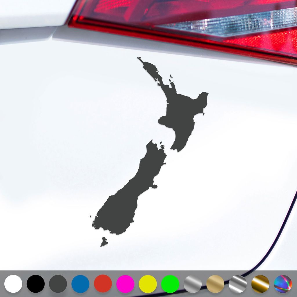 PantherPixel Neuseeland Aufkleber Umriss Kontur Reisen Kiwis Sticker Auto Geschenkidee Farbe Dunkelgrau