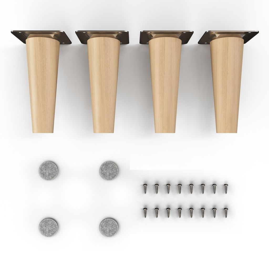 4x sossai Holzfüße rund - gerade Ausführung 12cm Buche Produktbild 