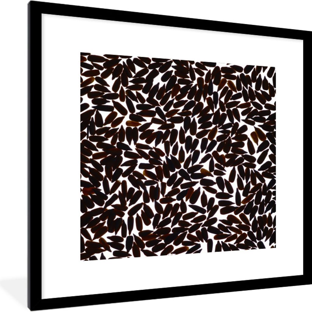MuchoWow Gerahmtes Poster Schwarze Sonnenblumenkern-Silhouetten 40x40 cm - Poster mit Schwarzem Bilderrahmen Wandposter Rahmen Foto Bilder - Post...