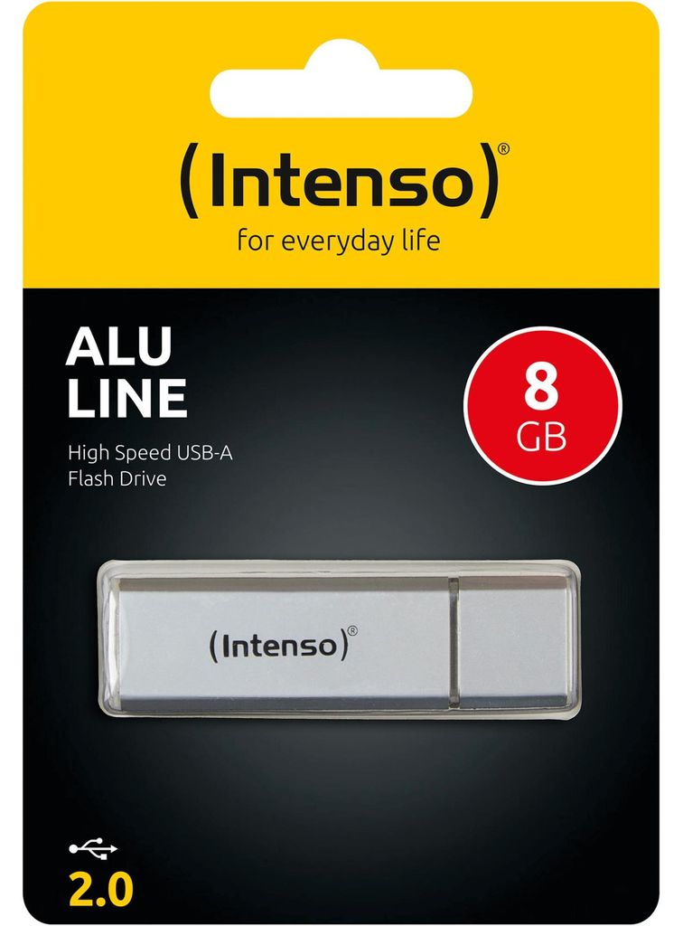 Intenso Alu Line USB 2.0 mit Kappe, 8 GB, silber Produktbild 