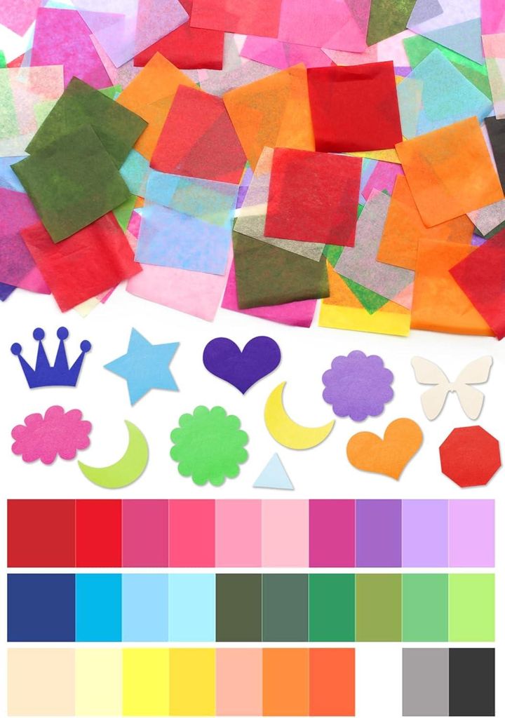 3600 Stück quadratisches Seidenpapier in 30 Farben für Kunst und Handwerk