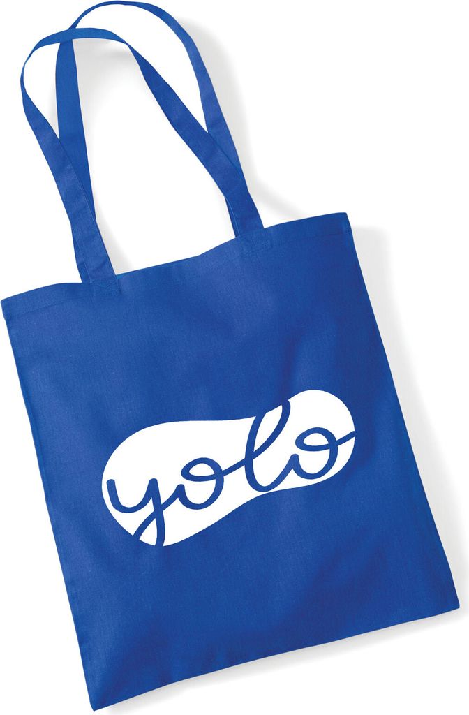Huuraa Jutebeutel YOLO you only live once 10 Liter Bright Royal Baumwolle Tasche Geschenkidee