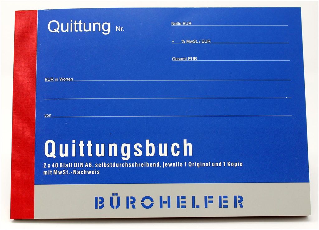 Quittungsbuch selbstdurschreibend mit MwSt.-Nachweis, A6, 2 Produktbild 