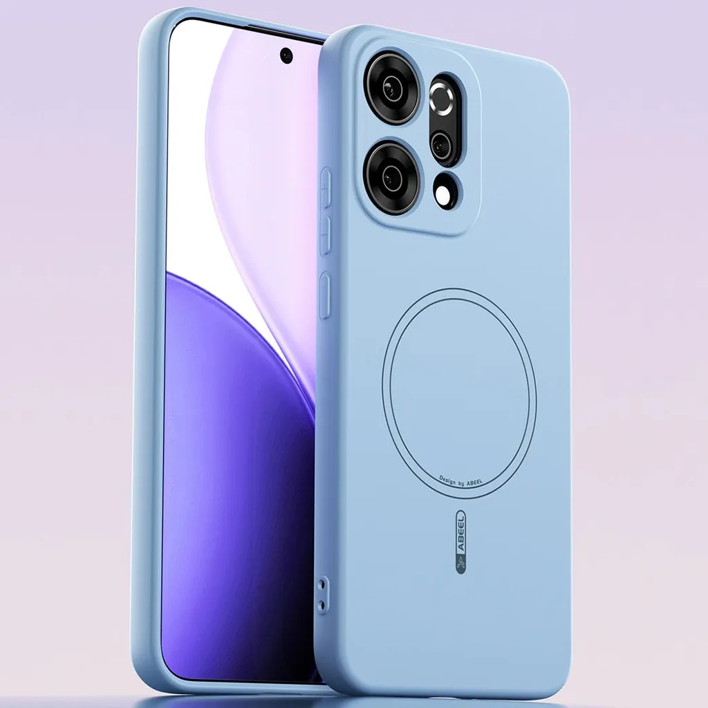 Cover MagSafe Oppo Reno14 Pro Antiurto Silicone Liquido Blu