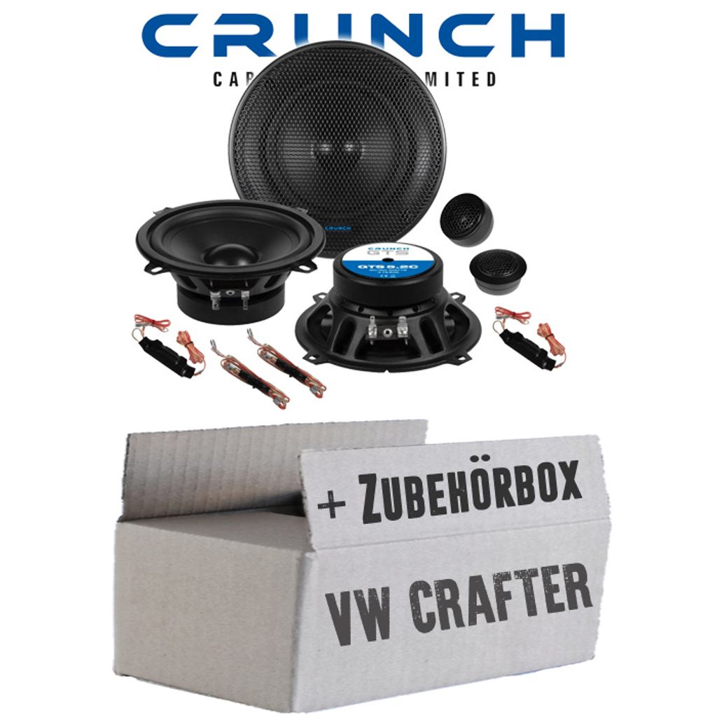 Lautsprecher Boxen Crunch GTS5.2C - 13cm 2-Wege System GTS 5.2C Auto Einbauzubehör - Einbauset passend für VW Crafter Front - justSOUND