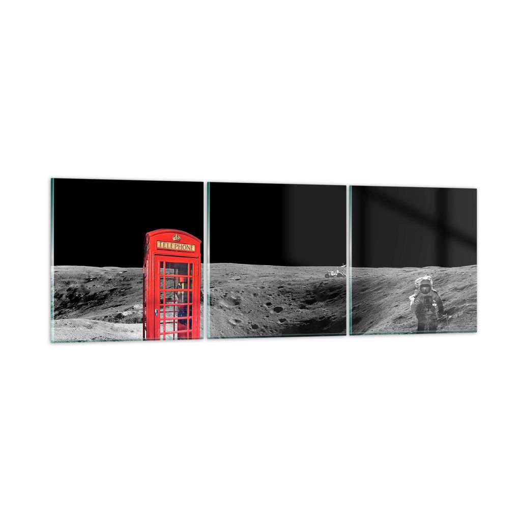 Bilder auf glas - Telefon london Mond Astronaut - 150x50cm - Glasbilder - Wandbilder - Kunstdruck - zum Aufhängen bereit - Wanddekoration aus Glas...
